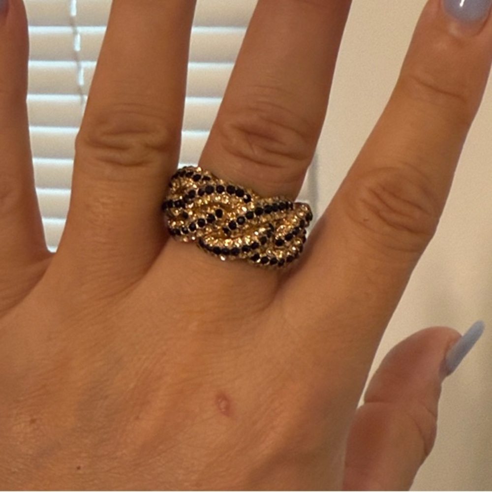 Elegant Gold and Black Braided Ring